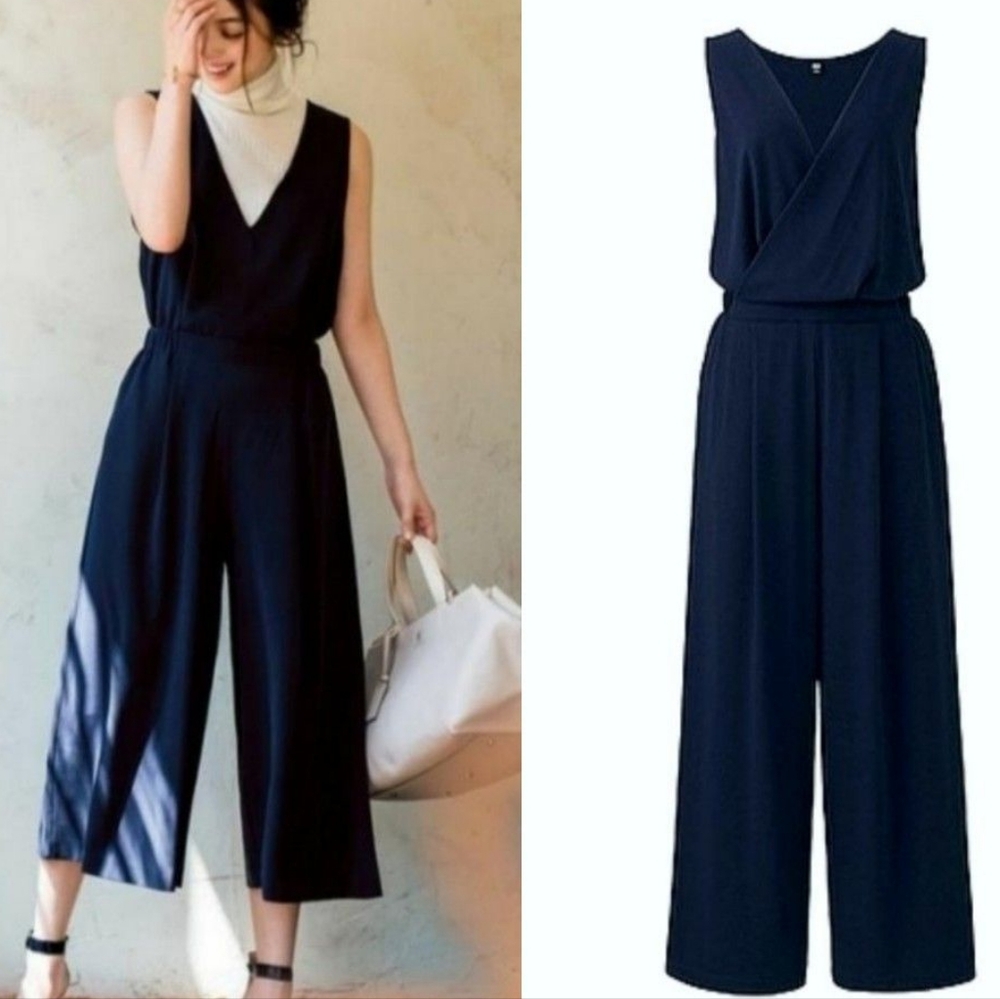 Elegant Navy Blue Women's Jumpsuit Uniqlo L